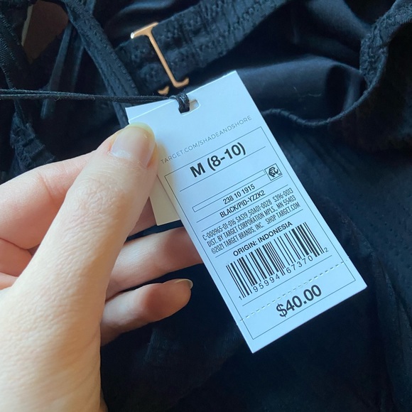 Shade & Shore Ribbed Tunnel tie front Cut Out One piece swimsuit Black Size M - Picture 6 of 7